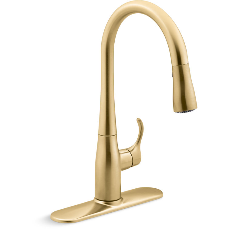 Vibrant Brushed Moderne Brass Pull-Down Kitchen Faucet