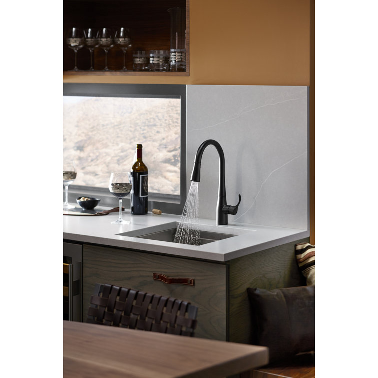 Vibrant Brushed Moderne Brass Pull-Down Kitchen Faucet