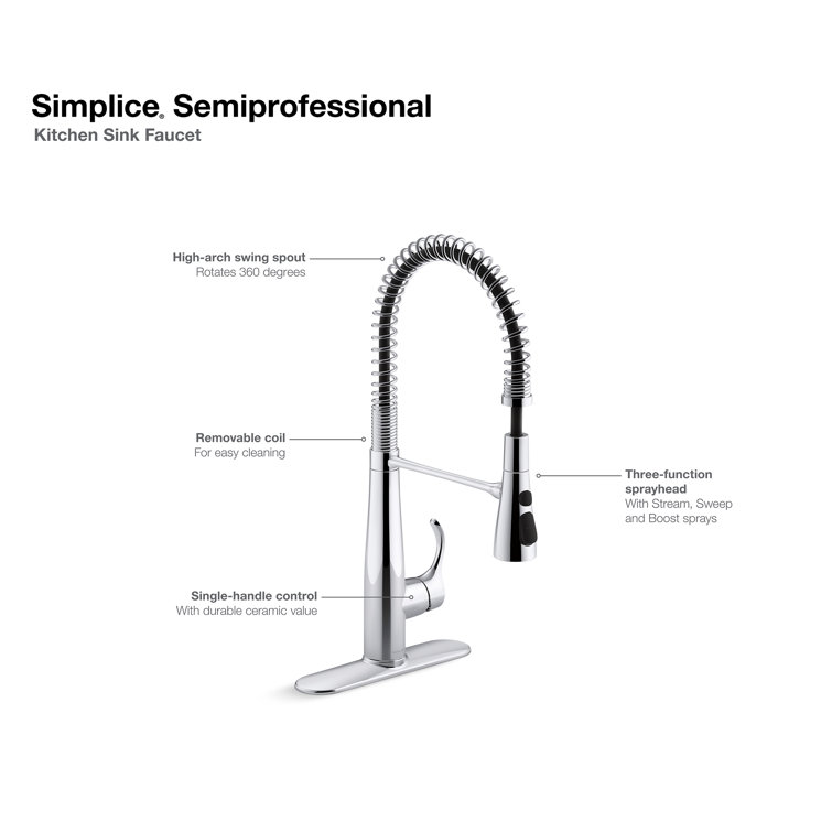 Matte Black Semi-Professional Kitchen Faucet with Pull-Out Spray