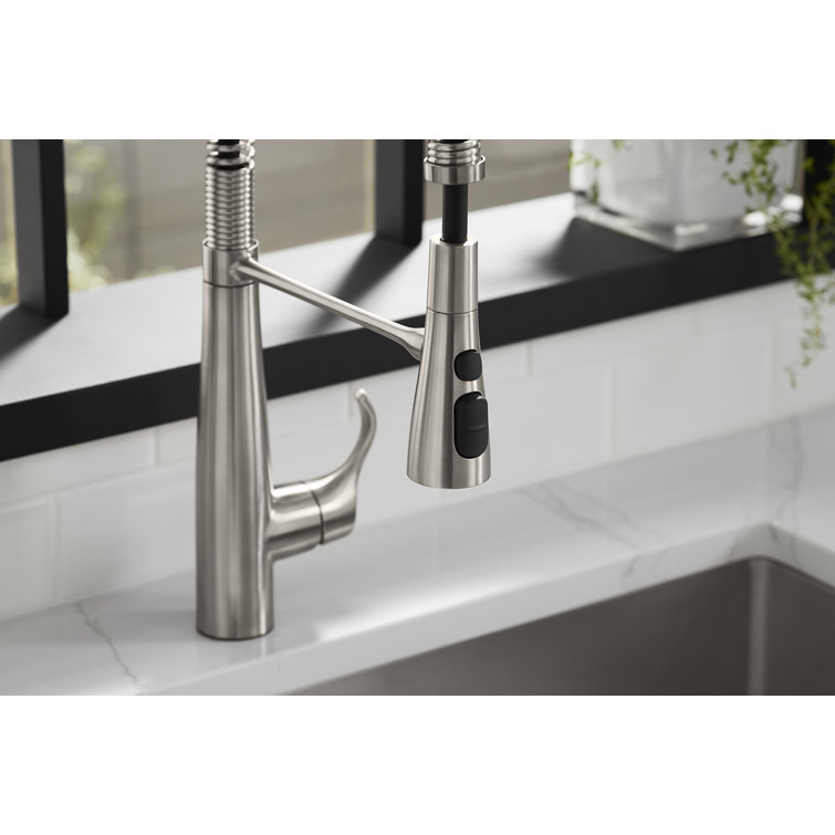 Stainless Steel Semi-Professional Kitchen Faucet with Pull-Out Spray
