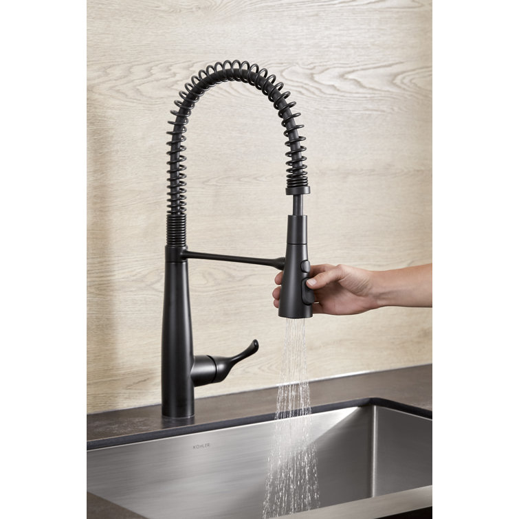 Matte Black Semi-Professional Kitchen Faucet with Pull-Out Spray