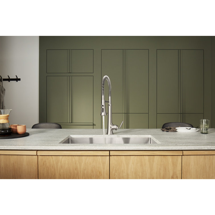 Tone Vibrant Stainless Pull-Down Kitchen Faucet with Three-Function Spray