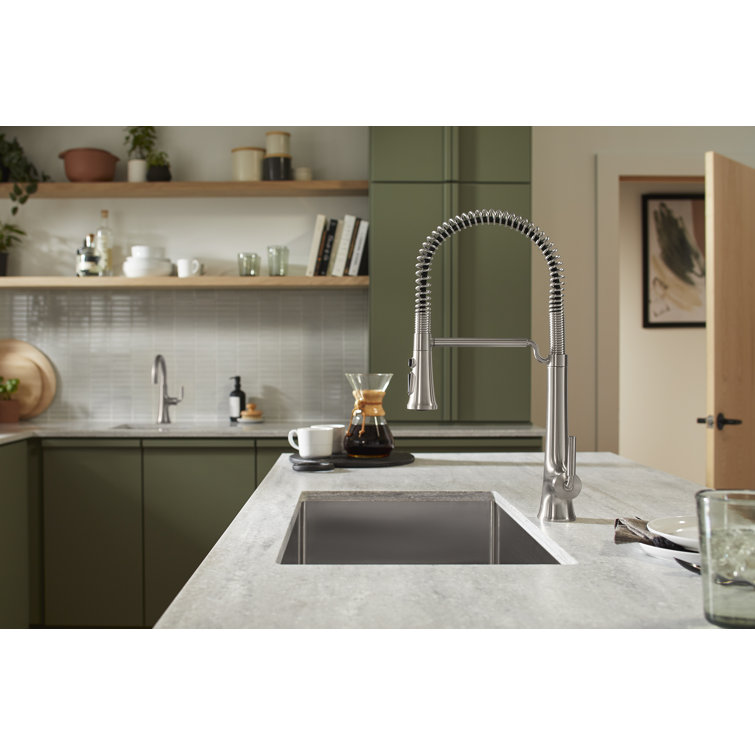 Tone Vibrant Stainless Pull-Down Kitchen Faucet with Three-Function Spray
