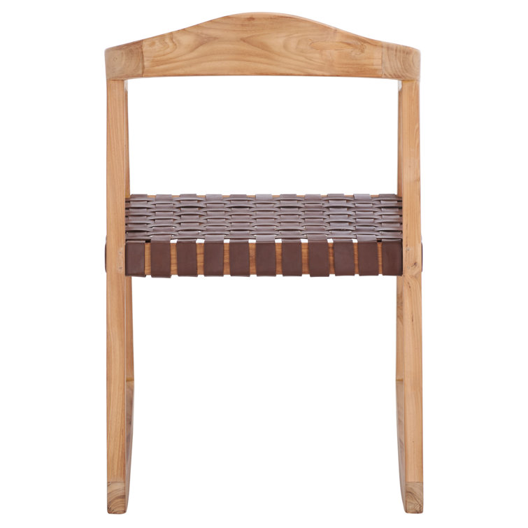 Willa Cognac Genuine Leather and Natural Teak Rocking Dining Chair