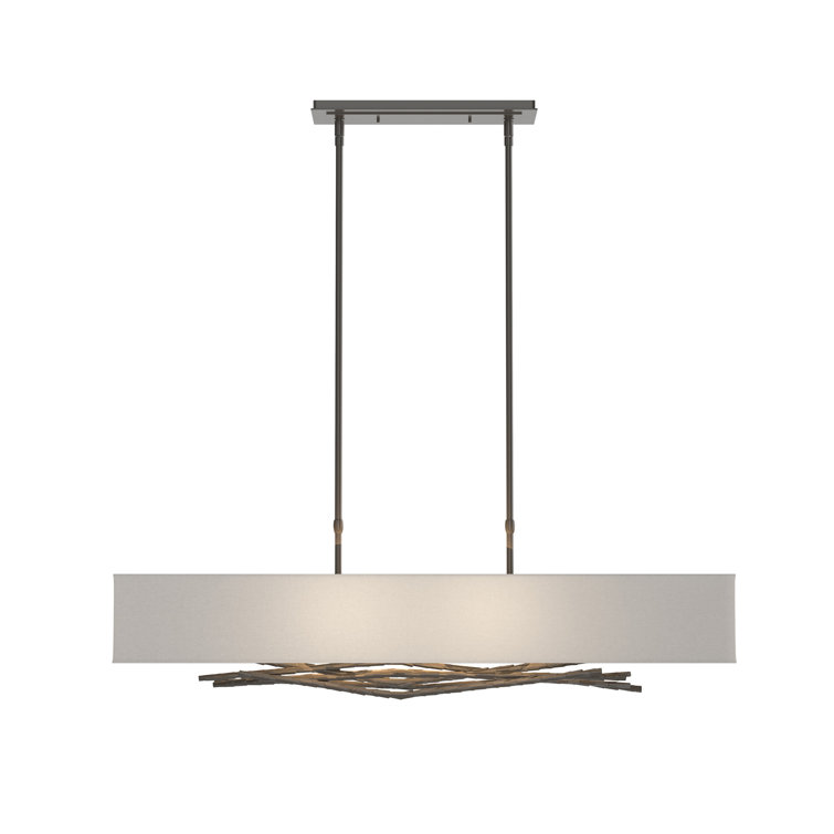 Brindille Dark Smoke 4-Light Island Pendant with Natural Anna Shade