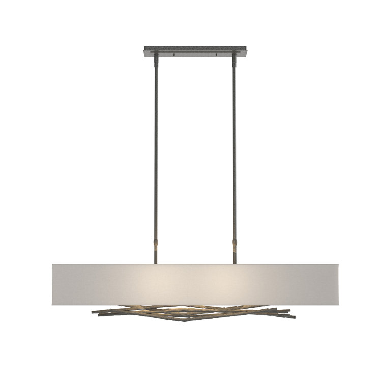 Contemporary Black Iron 4-Light Island Pendant with Opaque Glass