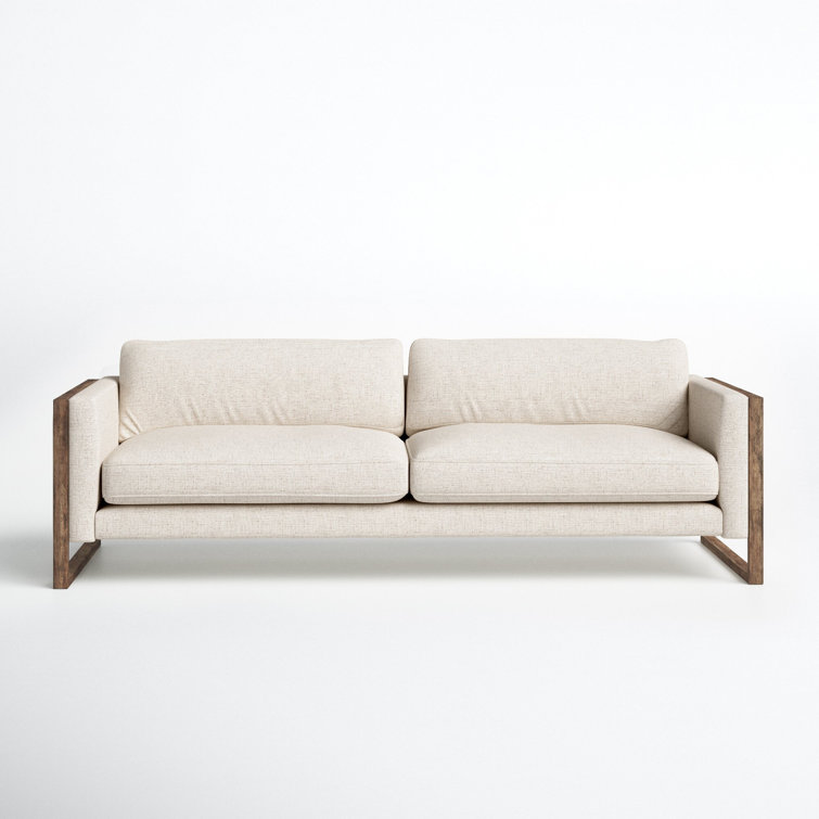 Thames Cream Linen & Distressed Natural Wood Track Arm Sofa