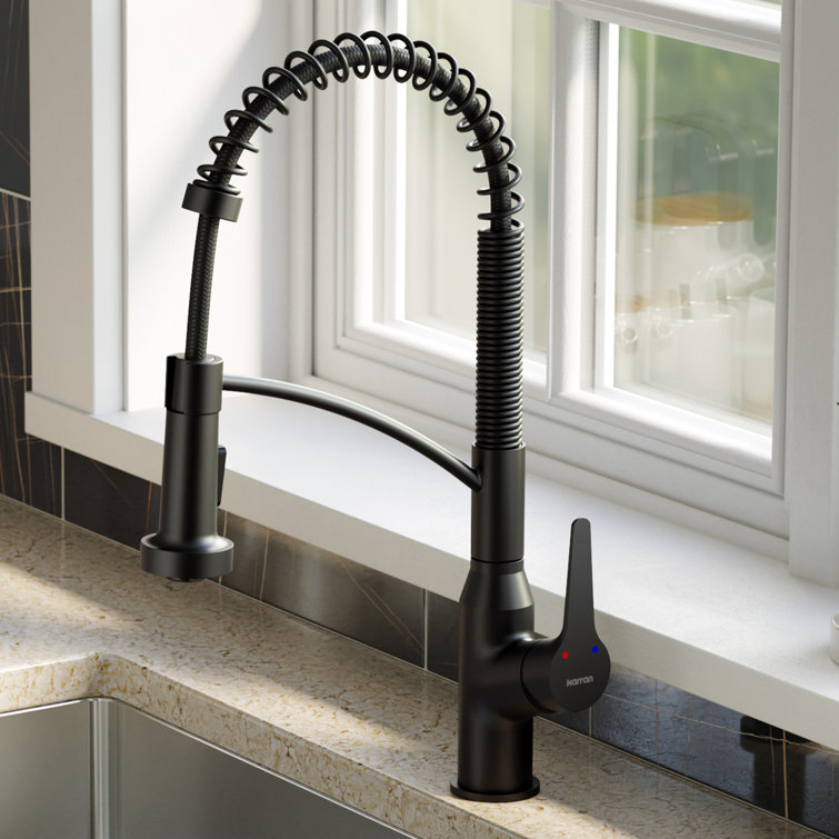 Matte Black Brass Pull-Down Sprayer Kitchen Faucet