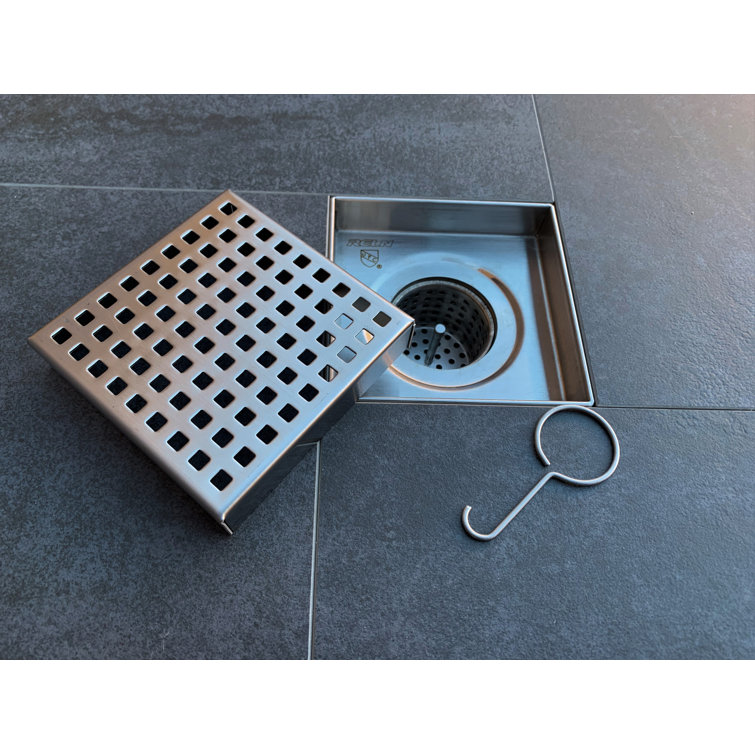 6'' Stainless Steel Square Shower Drain with Square Pattern Cover