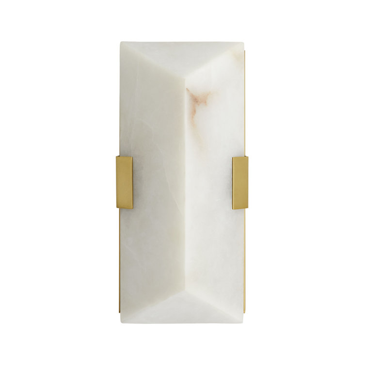 Jenks Antique Brass 2-Light Wall Sconce with White Alabaster Shade