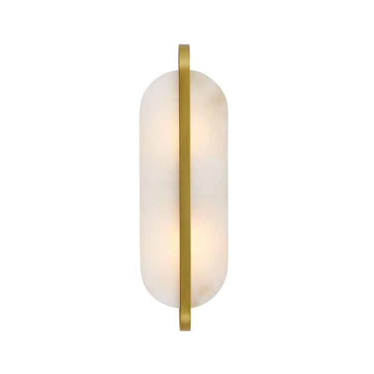 Julius Antique Brass Oval Alabaster & Steel Wall Sconce