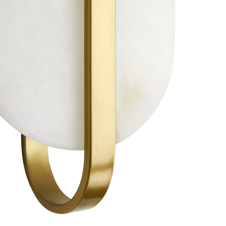 Julius Antique Brass Oval Alabaster & Steel Wall Sconce