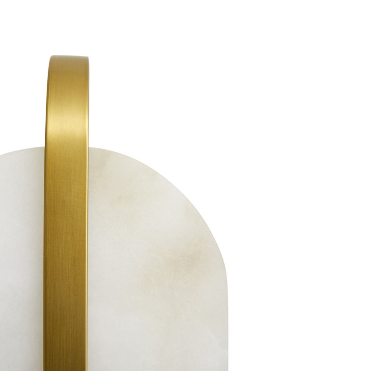 Julius Antique Brass Oval Alabaster & Steel Wall Sconce