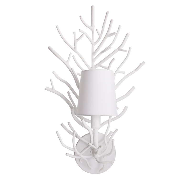 Coral Twig Empire Shade Outdoor Sconce in White Iron