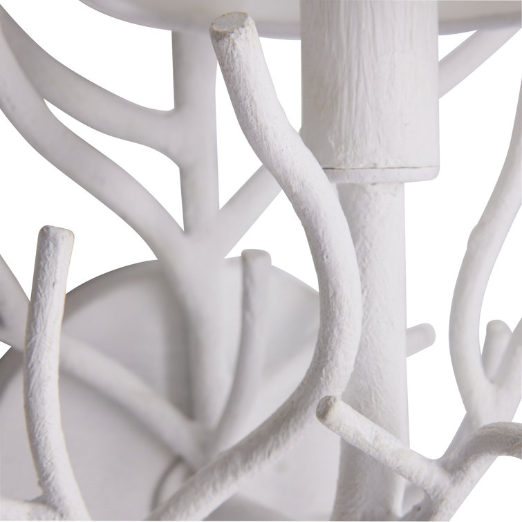 Coral Twig Empire Shade Outdoor Sconce in White Iron