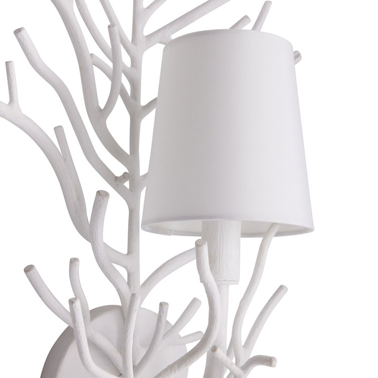 Coral Twig Empire Shade Outdoor Sconce in White Iron