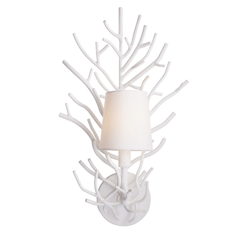 Coral Twig Empire Shade Outdoor Sconce in White Iron