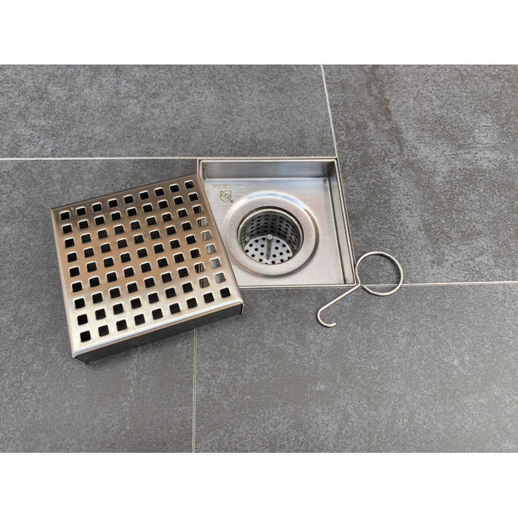 6'' Stainless Steel Square Shower Drain with Square Pattern Cover
