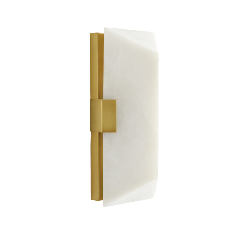 Jenks Antique Brass 2-Light Wall Sconce with White Alabaster Shade