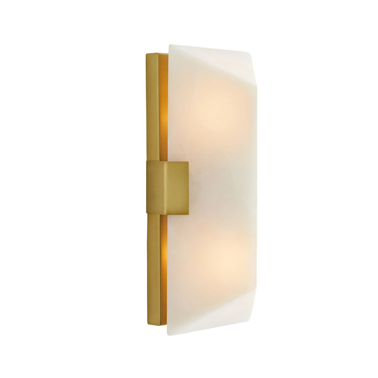 Jenks Antique Brass 2-Light Wall Sconce with White Alabaster Shade