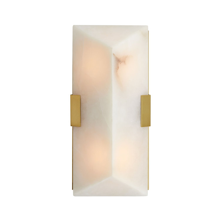 Jenks Antique Brass 2-Light Wall Sconce with White Alabaster Shade