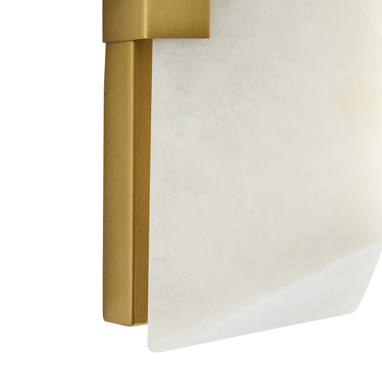 Jenks Antique Brass 2-Light Wall Sconce with White Alabaster Shade