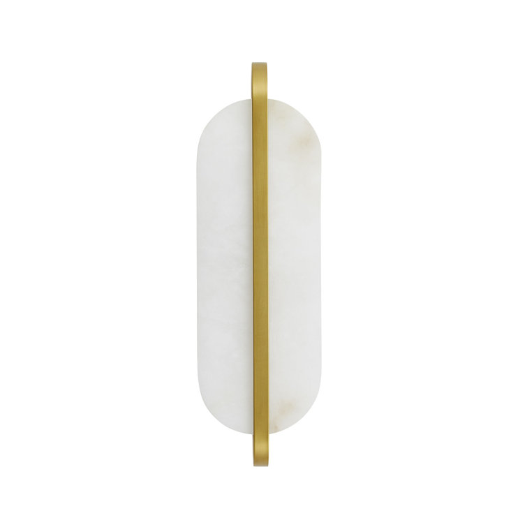 Julius Antique Brass Oval Alabaster & Steel Wall Sconce