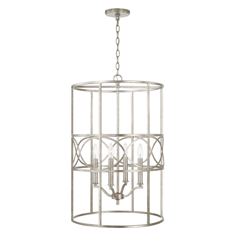 Sylvia Antique Silver 4-Light Incandescent Lantern Pendant