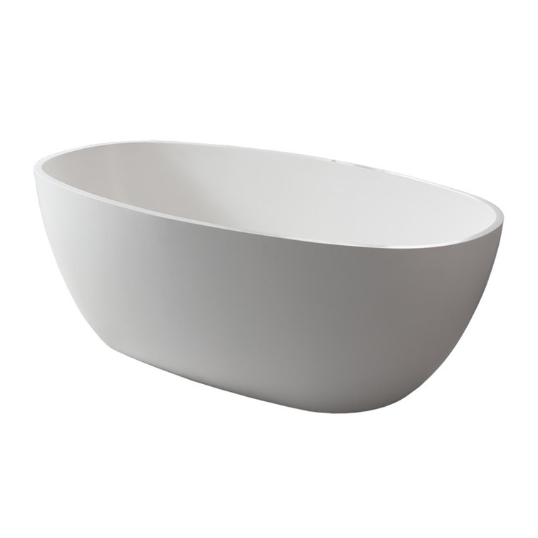 Gloss White Freestanding Oval Solid Surface Bathtub