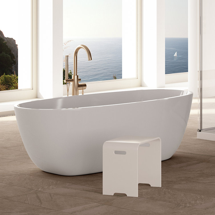 Gloss White Freestanding Oval Solid Surface Bathtub