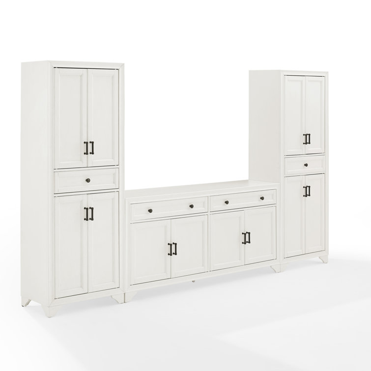 Distressed White 67" Entertainment Set with Cabinets