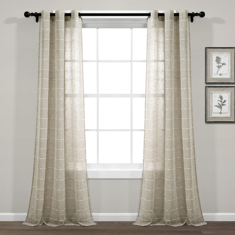 Neutral Sheer Polyester Grommet Window Curtain Panels