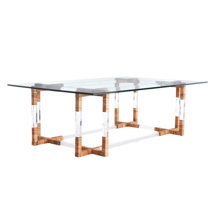 Elegant Rectangular Clear Glass & Acrylic Coffee Table