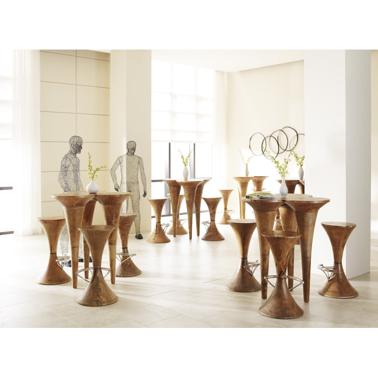 Marley Triangular Brown Wood Bar Height Table