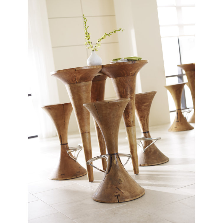 Marley Triangular Brown Wood Bar Height Table