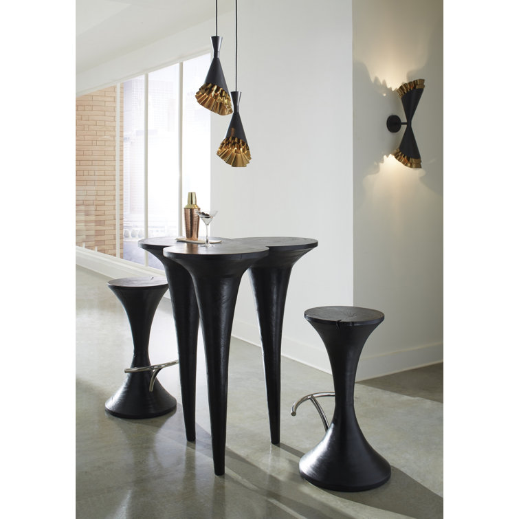 Mini Ruffle Black and Brass 8" Transitional Pendant Light