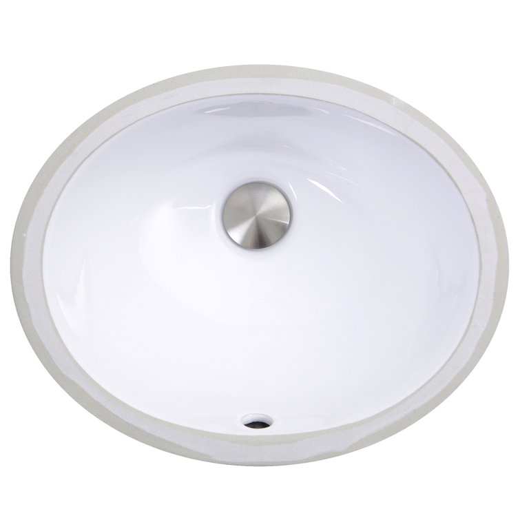White Ceramic Oval Undermount Bathroom Sink with Overflow
