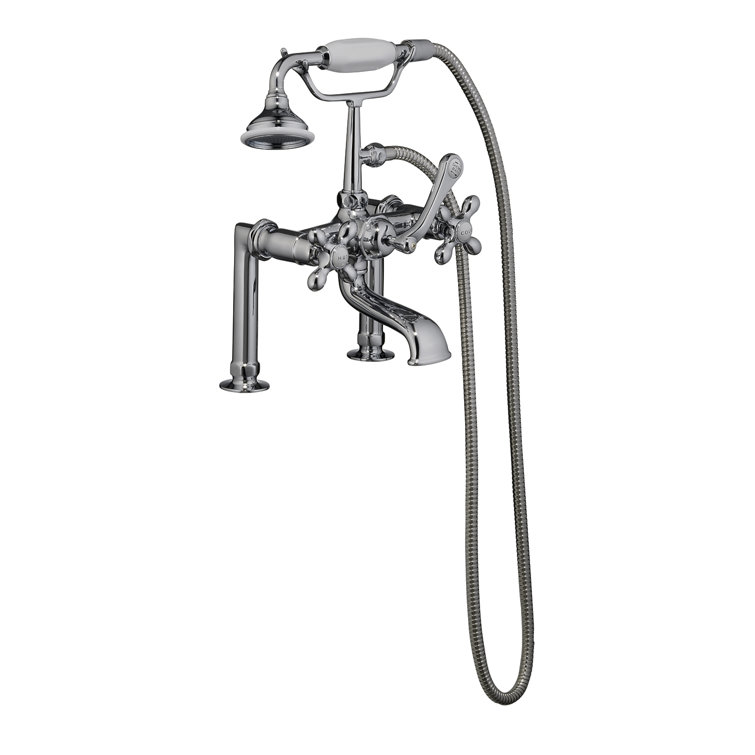 Elegant Polished Chrome Centerset Bathtub Faucet with Porcelain Handles
