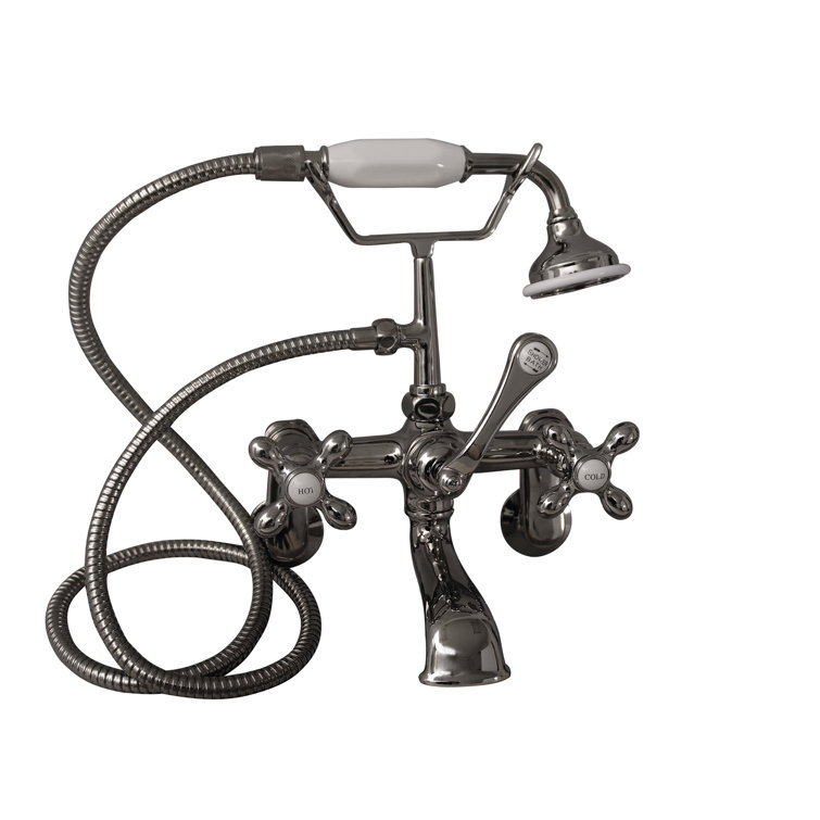 Modern Polished Nickel Wall-Mounted Faucet with Handshower