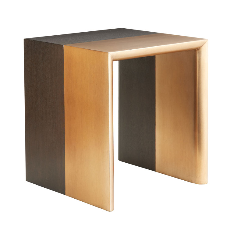 Sable Oak and Antique Brass Rectangular Nesting Tables, Set of 2