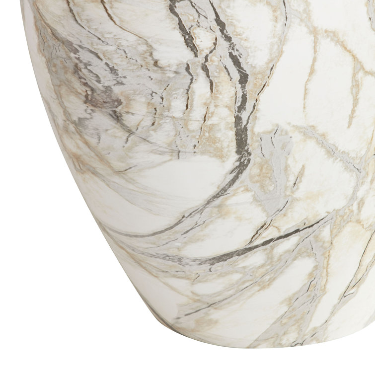 24" Luxe Round Stone Side Table with Mojave Finish