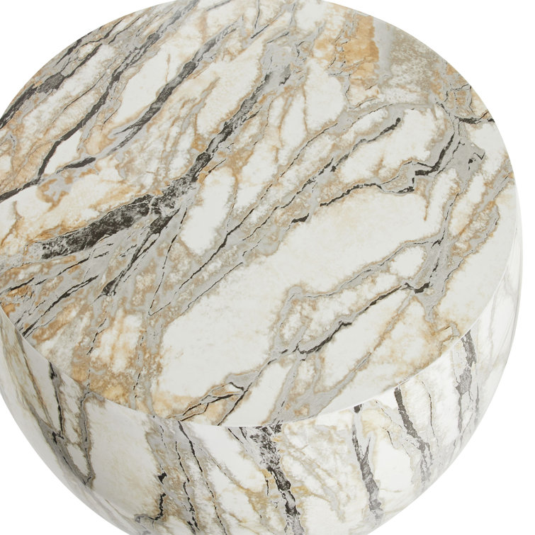 24" Luxe Round Stone Side Table with Mojave Finish