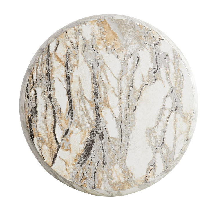 24" Luxe Round Stone Side Table with Mojave Finish