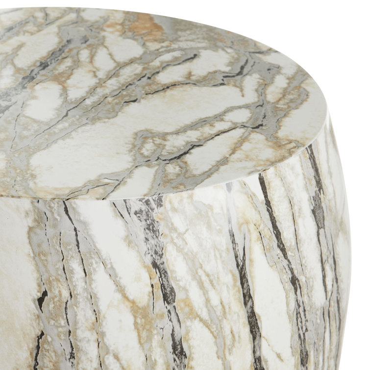 24" Luxe Round Stone Side Table with Mojave Finish