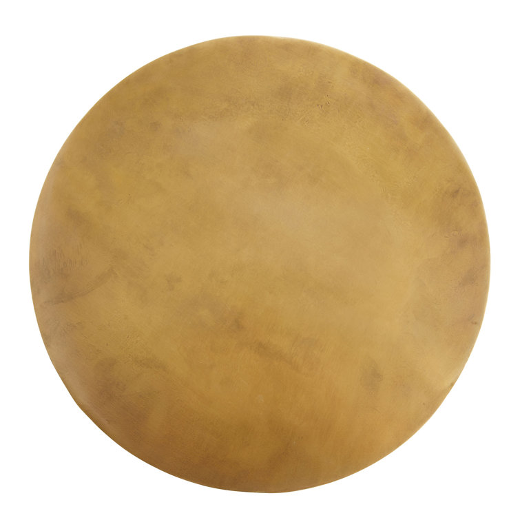 Round Gold Brass and Glass Side Table