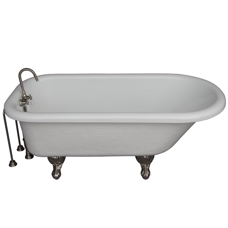 60'' White Acrylic Clawfoot Freestanding Soaking Bathtub