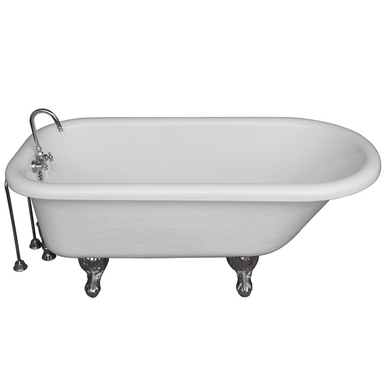 60'' White Acrylic Clawfoot Freestanding Soaking Tub