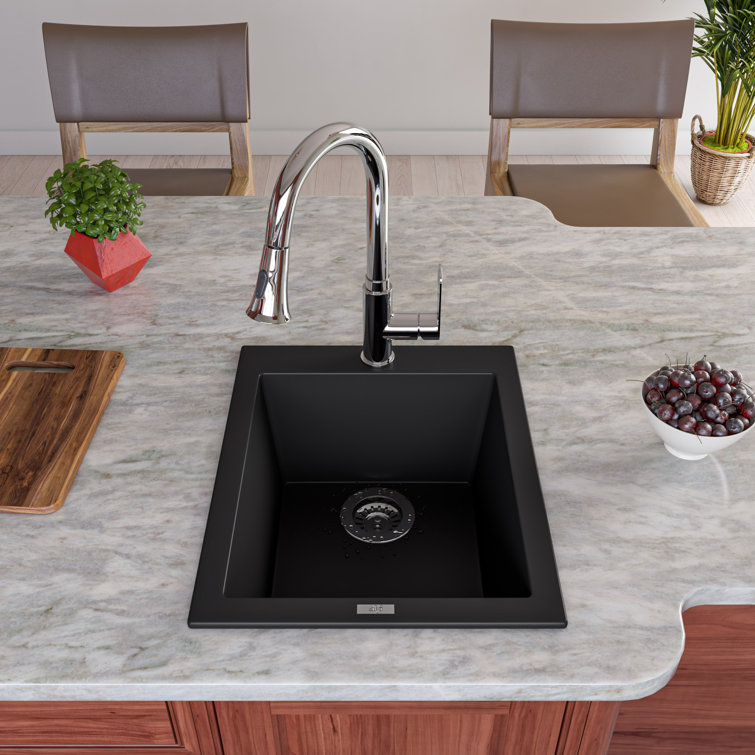 Black Granite Composite Drop-In Kitchen Sink
