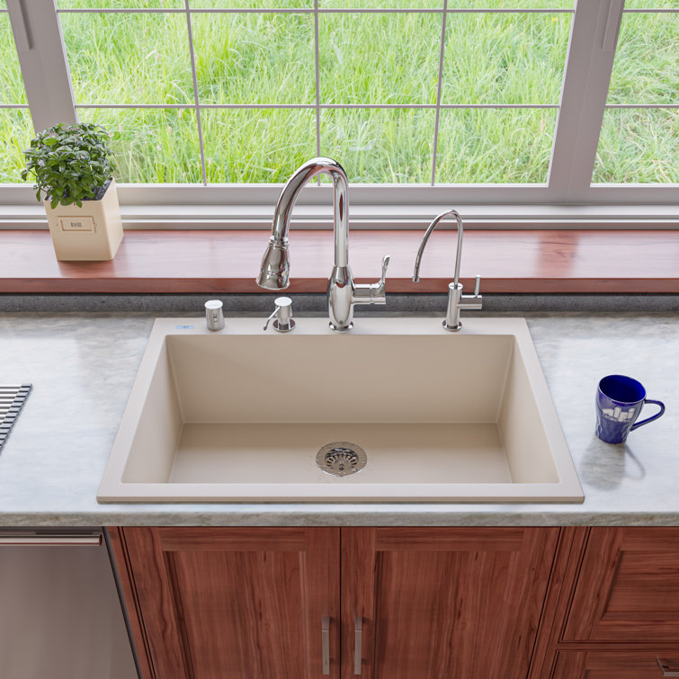 Biscuit 33'' Single Bowl Drop-In Granite Kitchen Sink