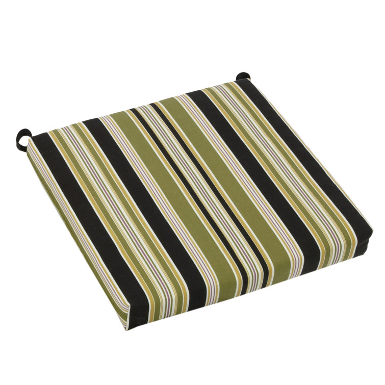 Olive and Black Spun Polyester Outdoor Chair Cushion Set